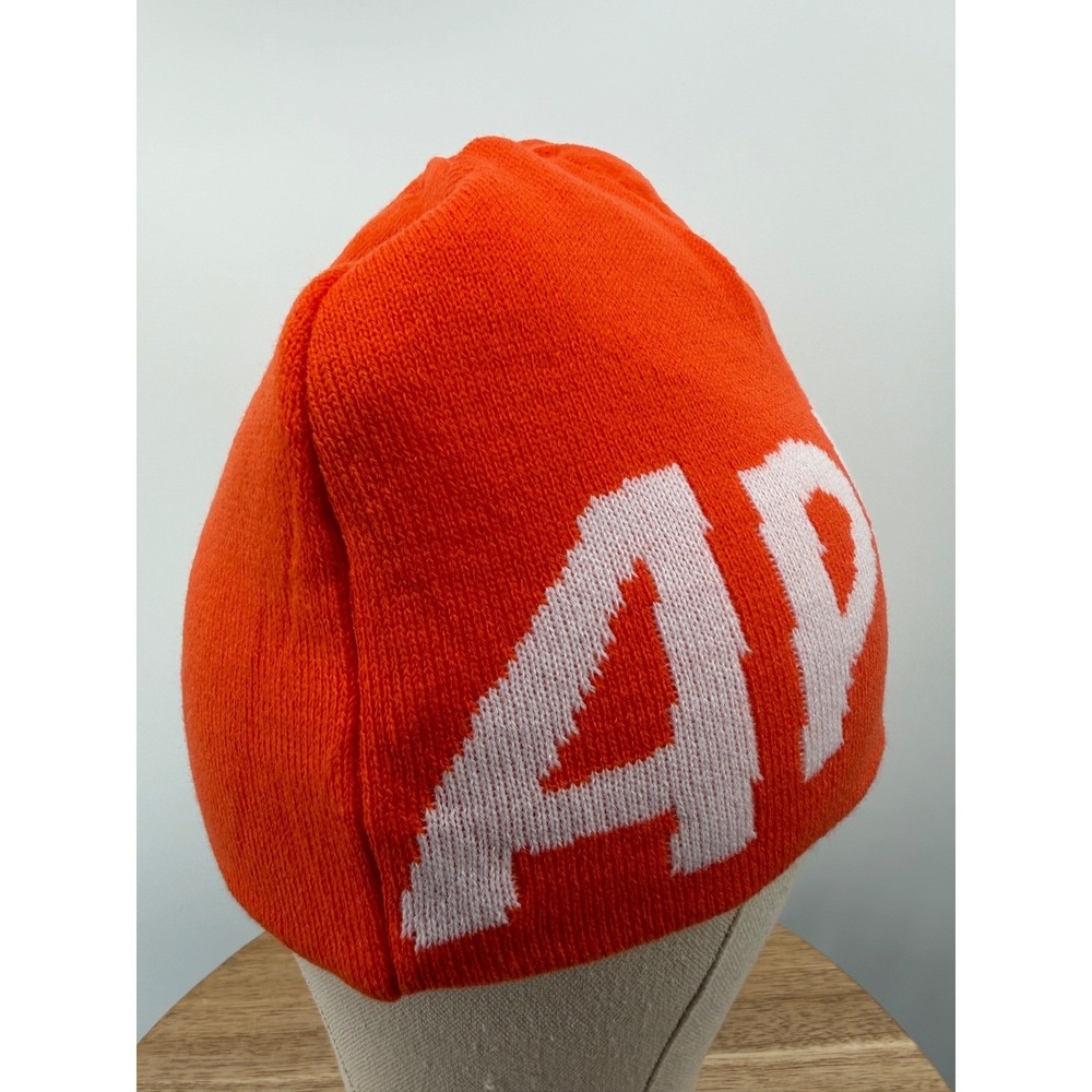 NEW Aperol Reversible Orange White Knit Beanie Hat One Size Fits Most - Picture 4 of 7